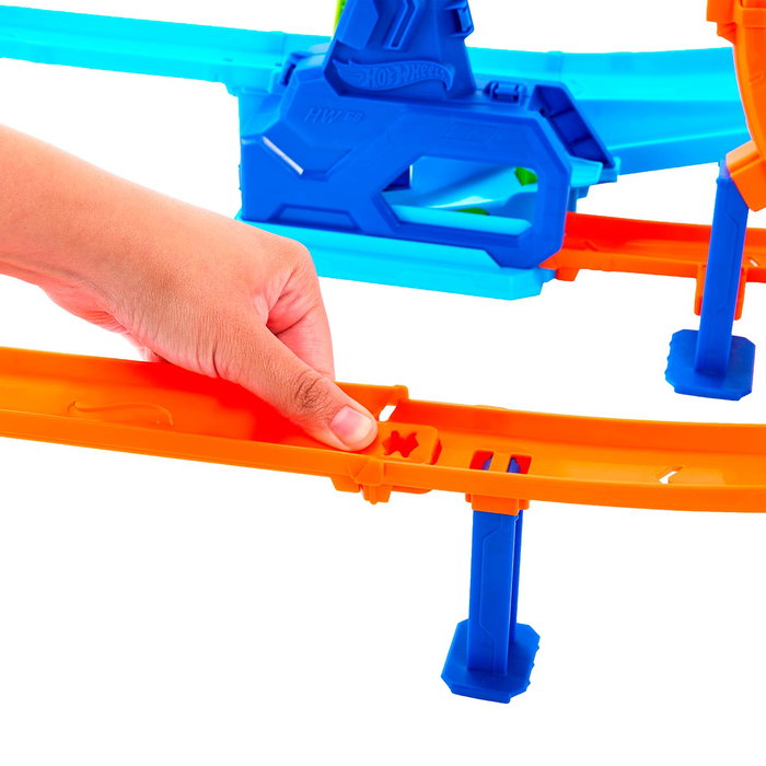 Hot Wheels Circuit Cyclone De Lanzamiento Rápido Jhk73 - Piste De Course À Double Boucle Avec 2 Zones D'Impact Et Véhicule Inclus - Jouet Enfants 6 Ans Et Plus