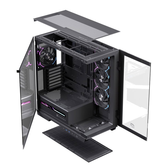 Einarex Z1K RGB Black Boîtier Gaming Midi Tower avec Verre Trempé et RGB