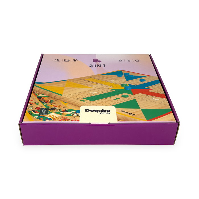 Deqube Parchís - Oca en bois D00338 - Jeu de société classique et durable avec plateau réversible (FSC) Deqube Parchís - Oca en bois D00338 - Jeu de société classique et durable avec plateau réversible (FSC)
