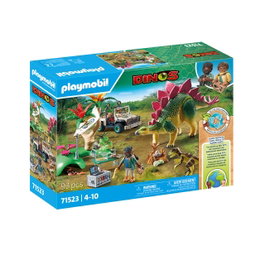 PLAYMOBIL Camp de Recherche Dinosaures avec Véhicule Tout-Terrain, Stegosaurus et Deinonychus - Set 71523 - Figurines 4+ Ans - Multilingue (EN, FR, DE, IT, PT, ES)