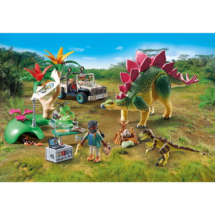 PLAYMOBIL Camp de Recherche Dinosaures avec Véhicule Tout-Terrain, Stegosaurus et Deinonychus - Set 71523 - Figurines 4+ Ans - Multilingue (EN, FR, DE, IT, PT, ES)