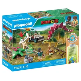 Playmobil 71523 Campement des Explorateurs Dinosaures - 93 Pièces avec 2 Personnages, 2 Dinos, Véhicule et Accessoires - Jouet de Construction pour Enfants dès 4 Ans