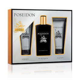 Poseidon Lot de 3 pièces : Eau de Toilette Océan Pour Homme, Gel Douche 100 ml, Après-Rasage 100 ml