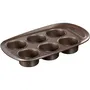 Pyrex 1452001 Moule à muffins en acier carbone antiadhésif, 6 cavités (ø6,5 cm), lavable au lave-vaisselle, résistant jusqu'à 230°C, poignée extra-large