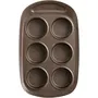 Pyrex 1452001 Moule à muffins en acier carbone antiadhésif, 6 cavités (ø6,5 cm), lavable au lave-vaisselle, résistant jusqu'à 230°C, poignée extra-large