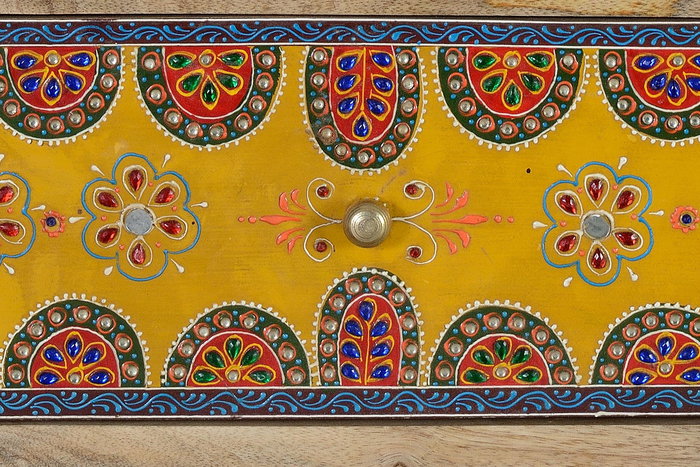 GINER Y COLOMER - Commode en bois de manguier massif et MDF avec 14 tiroirs peints à la main - Design multicolore artisanal - 120x90x40 cm