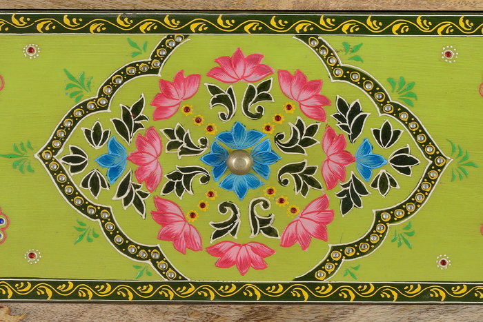 GINER Y COLOMER - Commode en bois de manguier massif et MDF avec 14 tiroirs peints à la main - Design multicolore artisanal - 120x90x40 cm