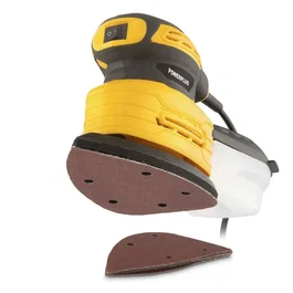 Powerplus POWDP50200 Ponceuse vibrante 180 W, plateau delta, pour gaucher et droitier, 5 feuilles abrasives incluses, sac à poussière