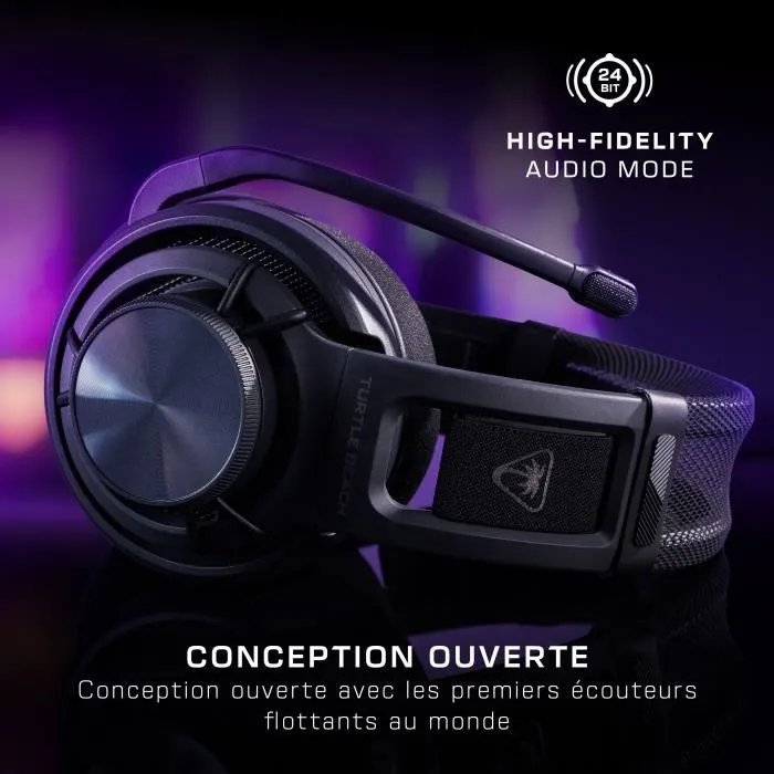 Turtle Beach Atlas Air - Casque gaming ouvert sans fil 24 bits avec écouteurs flottants - Pour PC - Noir