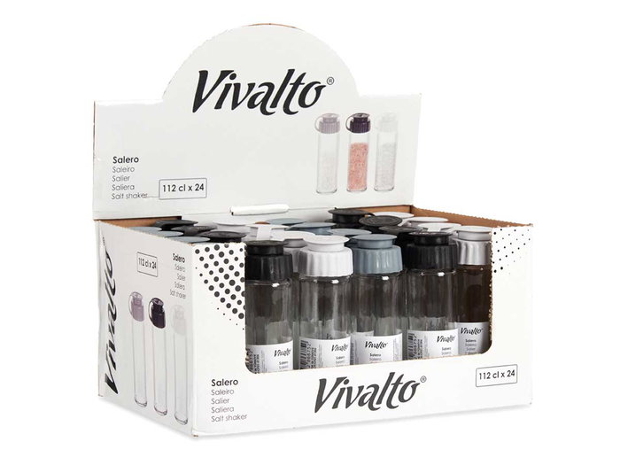 Vivalto Moulin à Poivre en Verre 112 ml, Assorti Blanc Noir Gris, 3.5 x 13.7 x 5 cm (Set de 24) Vivalto Moulin à Poivre en Verre 112 ml, Assorti Blanc Noir Gris, 3.5 x 13.7 x 5 cm (Set de 24)
