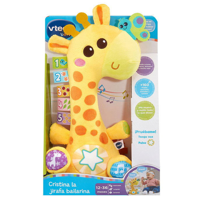 VTech Cristina La Jirafa Bailarina 80-621322, Peluche interactive musicale avec mouvement du cou, apprentissage des nombres, couleurs et animaux, chansons, +12 mois