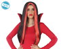 Geisha Perruque Longue Femme Vampire Rouge 60 cm Avec Mèches Noires - Perruque Cheveux Longs pour Halloween, Soirée Gothique et Fête
