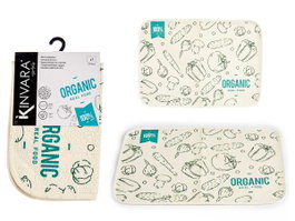 Kinvara Set de table Rizo Organic Kinvara 33 x 48 cm en coton et polyester vert et blanc (Set de 24)