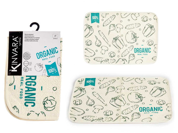Kinvara Set de table Rizo Organic Kinvara 33 x 48 cm en coton et polyester vert et blanc (Set de 24) Kinvara Set de table Rizo Organic Kinvara 33 x 48 cm en coton et polyester vert et blanc (Set de 24)