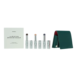 Byredo Deep Teal Set - Coffret de 3 sticks multi-usages yeux et visage Solar Flare 509, Kumato Face, Flower Play 3.5 g + Pochette cuir cadeau