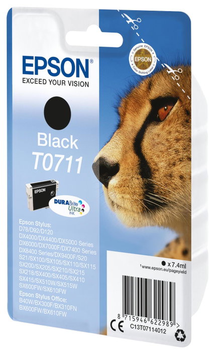 Epson Cartouche d'encre DURABrite Ultra T0711 Noir, 7ml