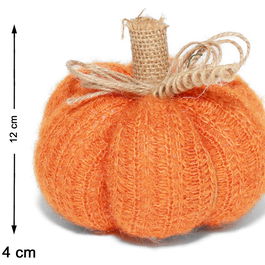 Calabaza Decorativa en Tissu Orange 12 cm avec Gravure Textile pour Décoration Automnale