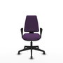 Chaise Elche Asynchrone Tissu Pourpre Base pyramidale noire Accoudoirs fixes Sans appui-tête Roulettes 65mm pour moquette