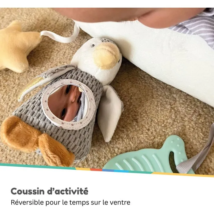 Nuby Coussin interactif moelleux Tummy Time - Gris / Blanc
