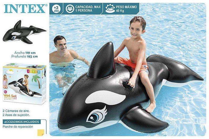 Intex Figure gonflable Baleine 193 cm x 119 cm PVC, pour enfant de plus de 3 ans
