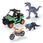 Dickie Toys Coffret Chasseur de Dinosaures - Véhicule Buggy à Friction, Moto Cross, Figurine Articulée et 2 Dinosaures - Figurines et Véhicules Jouets pour Enfants à partir de 3 Ans