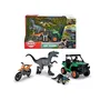Dickie Toys Coffret Chasseur de Dinosaures - Véhicule Buggy à Friction, Moto Cross, Figurine Articulée et 2 Dinosaures - Figurines et Véhicules Jouets pour Enfants à partir de 3 Ans