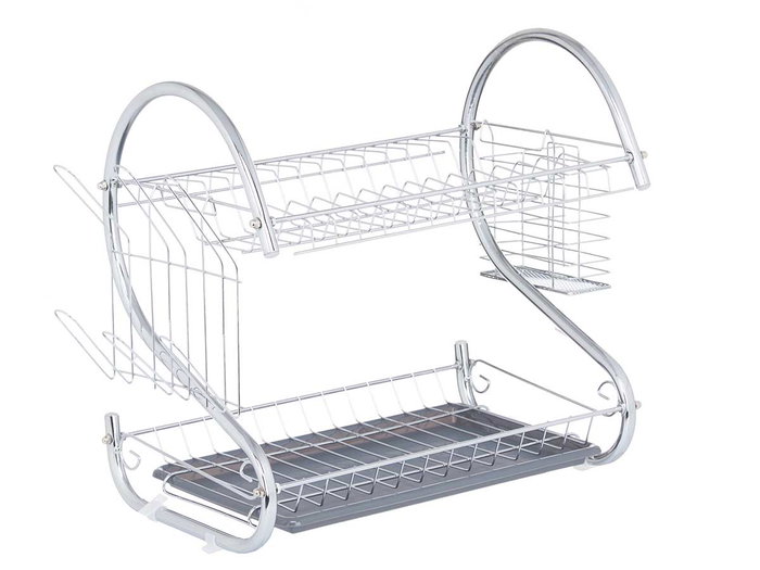 Kinvara Égouttoir 2 Niveaux Chromé Gris Métal et Plastique 41x12x27 cm (Set de 6) Kinvara Égouttoir 2 Niveaux Chromé Gris Métal et Plastique 41x12x27 cm (Set de 6)