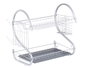 Kinvara Égouttoir 2 Niveaux Chromé Gris Métal et Plastique 41x12x27 cm (Set de 6)