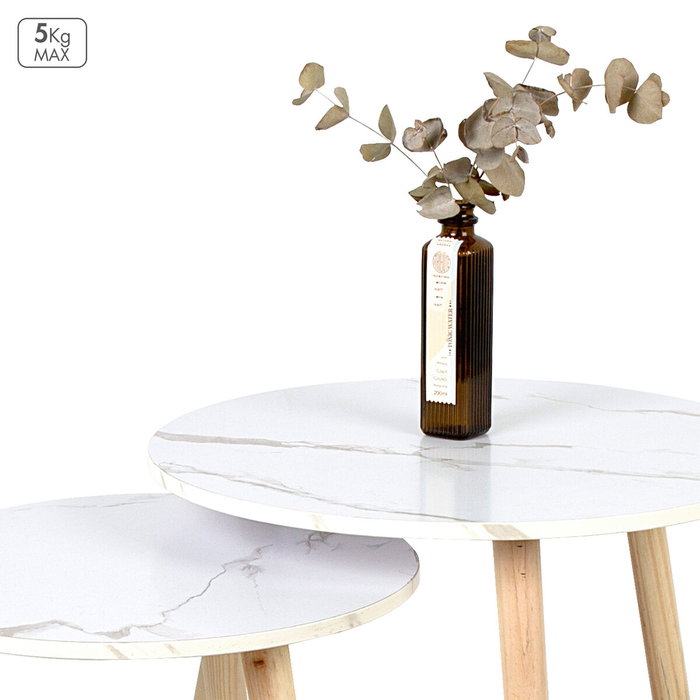 Max Home Jeu de 2 tables Blanc 48 x 45 x 48 cm Max Home Jeu de 2 tables Blanc 48 x 45 x 48 cm