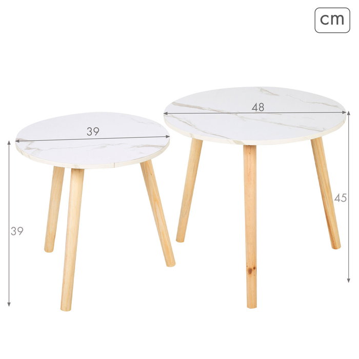 Max Home Jeu de 2 tables Blanc 48 x 45 x 48 cm Max Home Jeu de 2 tables Blanc 48 x 45 x 48 cm