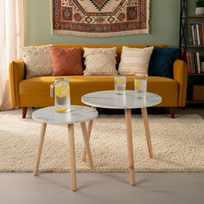 Max Home Jeu de 2 tables Blanc 48 x 45 x 48 cm Max Home Jeu de 2 tables Blanc 48 x 45 x 48 cm