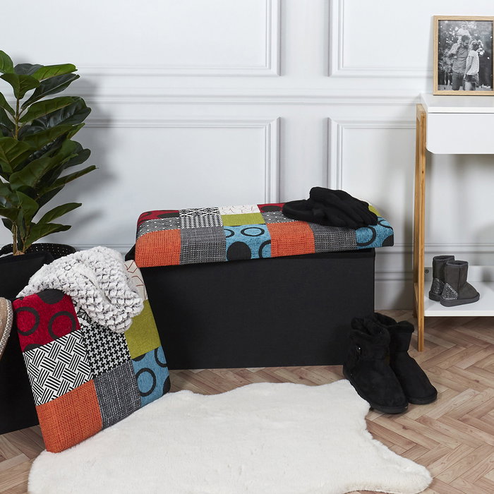 Home Deco Factory Banc-Pouf Plegable Patchwork Home Deco Factory Banc-Pouf Plegable Patchwork