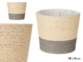Ibergarden Macetero Cuerda 18x16 cm Gris Naturel Panier à Plantes en Corde et Plastique (Set de 24)