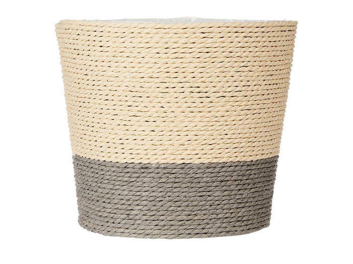 Ibergarden Macetero Cuerda 18x16 cm Gris Naturel Panier à Plantes en Corde et Plastique (Set de 24)