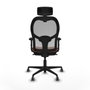 Piqueras y Crespo Chaise de Bureau avec Appui-tête 2D036G2 Marron Gris