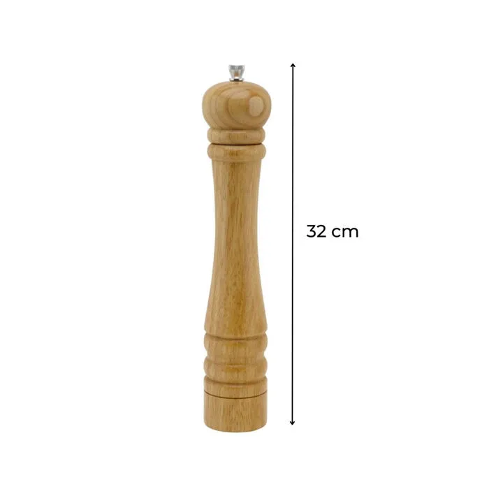 Fackelmann Professional - Lot de 2 moulins à poivre et sel manuels en bois (32 cm) avec mécanisme céramique - Moulin à épices pour cuisine