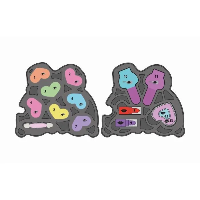 Clementoni Coffret de Maquillage Arc-en-Ciel - 2 Palettes de Fards à Paupières, Rouges à Lèvres et Vernis - Dès 6 Ans - Jeu Créatif et Complet