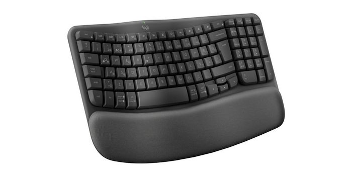 Logitech Wave Keys Clavier ergonomique sans fil avec repose-poignets rembourré pour Windows/Mac, Bluetooth et USB Logi Bolt