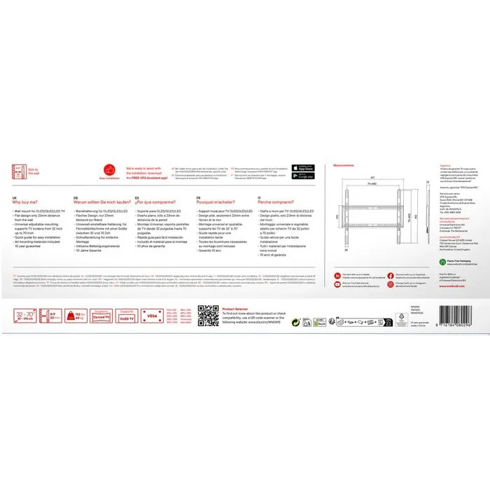 One For All WM2415 Support Mural TV Fixe 32-70 pouces