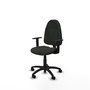 Chaise de bureau Algarra avec mécanisme de contact permanent de base, revêtue de tissu noir. Équipée d'une base en polyamide noir, d'accoudoirs 1D et de roulettes en nylon de 50 mm.