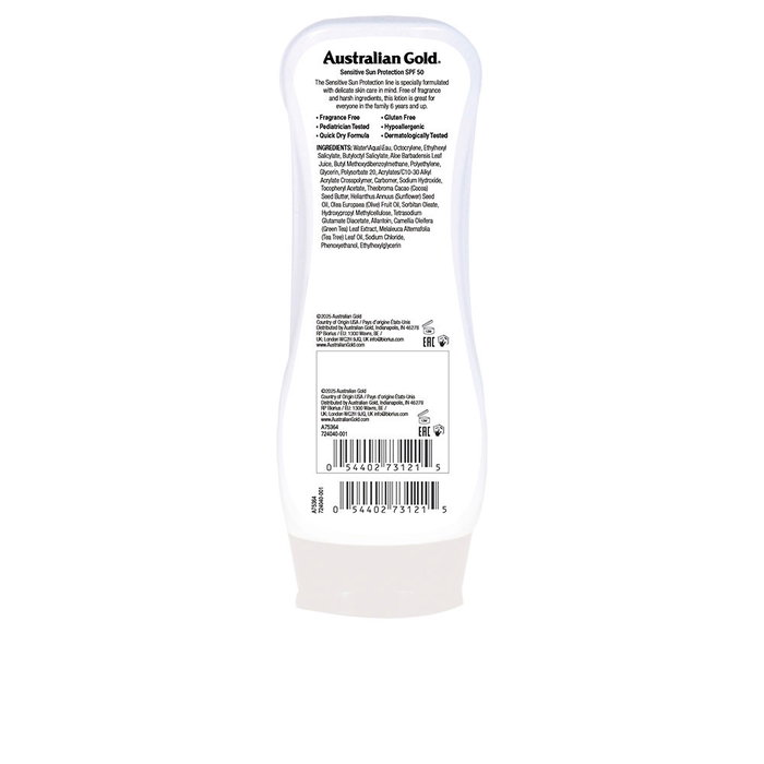 Australian Gold Lotion solaire SPF 50 Peau sensible Water Resistant 237 ml
