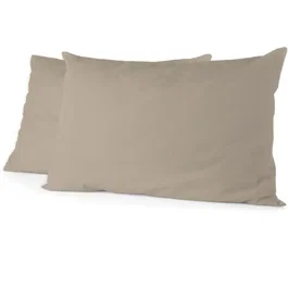 Home Linge Passion Lot de 2 taies d'oreiller microfibre 50 x 70 cm beige
