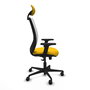 Chaise Zulema Synchro 3 positions tissu Jaune Maille Blanc Base en nylon noir Accoudoir 2D Appui-tête Roulettes 65mm nylon