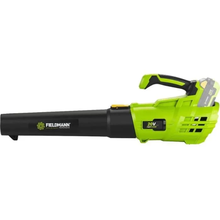 Fieldmann FZF 70605-0 Souffleur-Aspirateur de Feuilles sans Fil 20V, Vitesse de l'air 270 km/h, 9.52 m3/min, Système Batterie Fast Power, Poignée Ergonomique