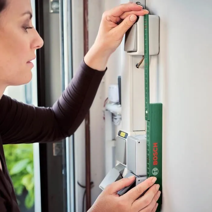 Bosch - Set de marquage de précision avec niveau à bulle 25 cm, mètre pliant 2 m et marqueur pour trous profonds, non aimanté
