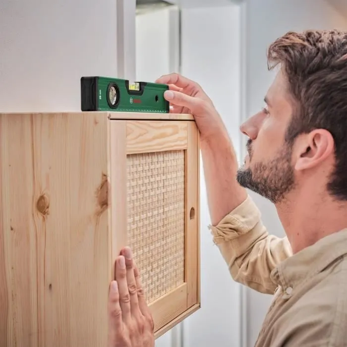 Bosch - Set de marquage de précision avec niveau à bulle 25 cm, mètre pliant 2 m et marqueur pour trous profonds, non aimanté