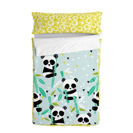 Couette rembourrée HappyFriday Moshi Moshi Panda Garden Blue Bleu 42 x 20 x 50 cm