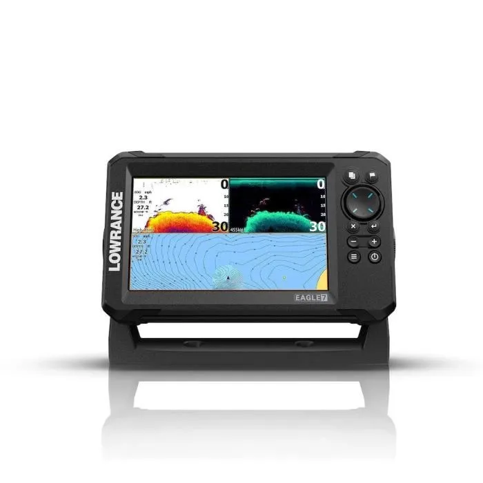 Lowrance Eagle 7 - Combiné GPS et sondeur - Écran IPS - Sondeur 83/200 kHz et CHIRP - DownScan Imaging avec FishReveal - Cartographie incluse