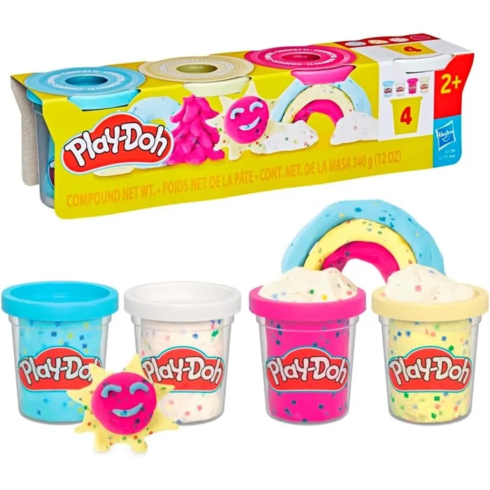 Playdoh Pack de 4 pots de pâte à modeler confettis