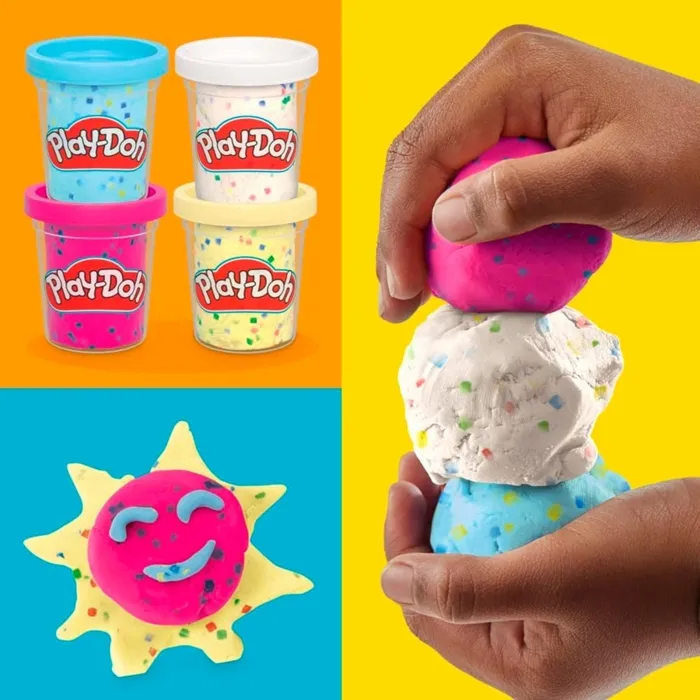Playdoh Pack de 4 pots de pâte à modeler confettis